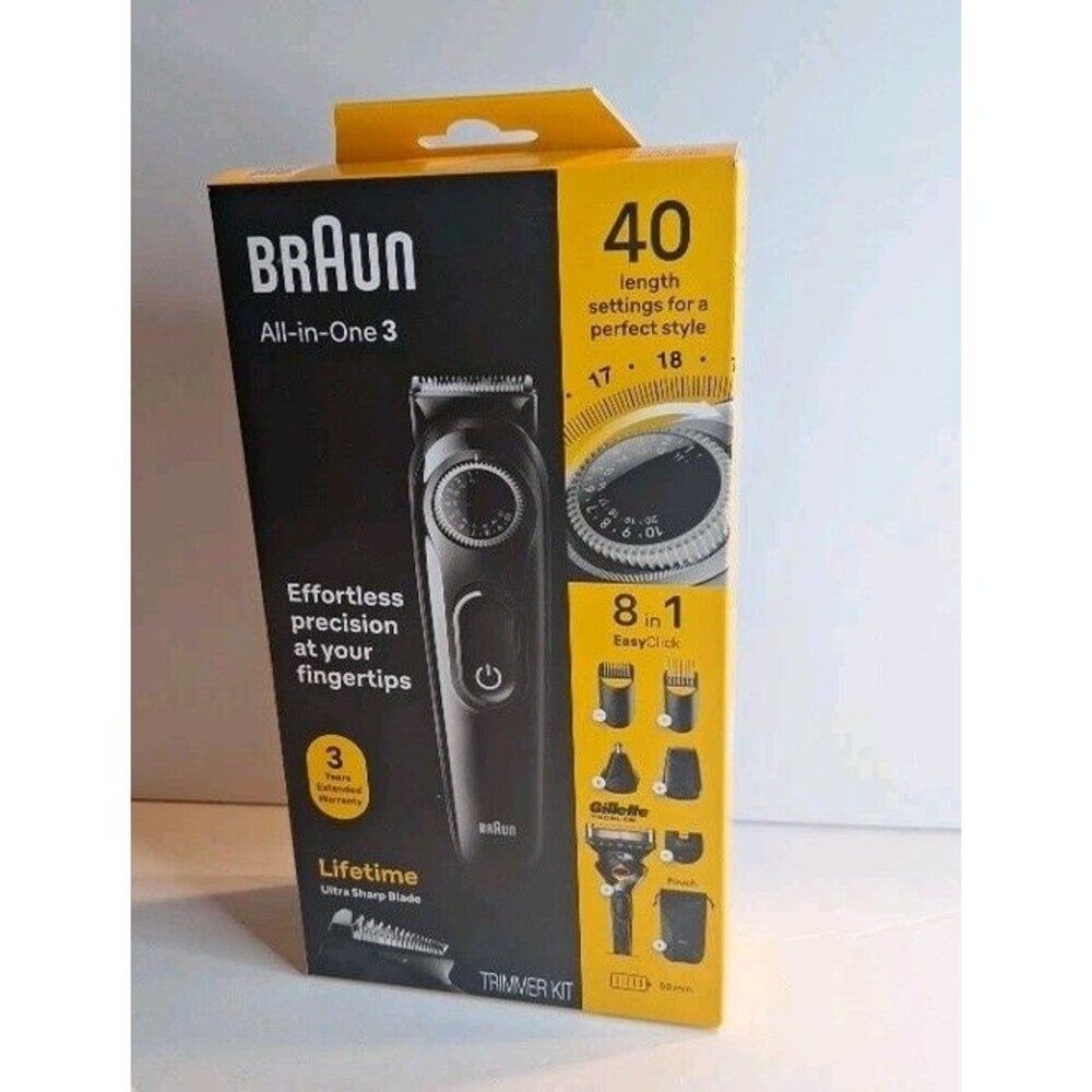 Braun Series 3 All-in-One 8-in-1 Electric Beard Trimmer Kit + Razor AIO3470 NEW